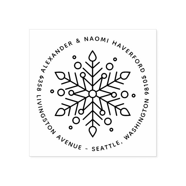 Returadressen för modern snöflammande jul stämpel (Tryck)