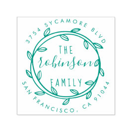 Returadressen för Rustic Hand plockade WAN-familje Självfärgande Stämpel