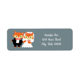 Returadressen Fox Cute Grått Bröllop personalize Returadress Etikett