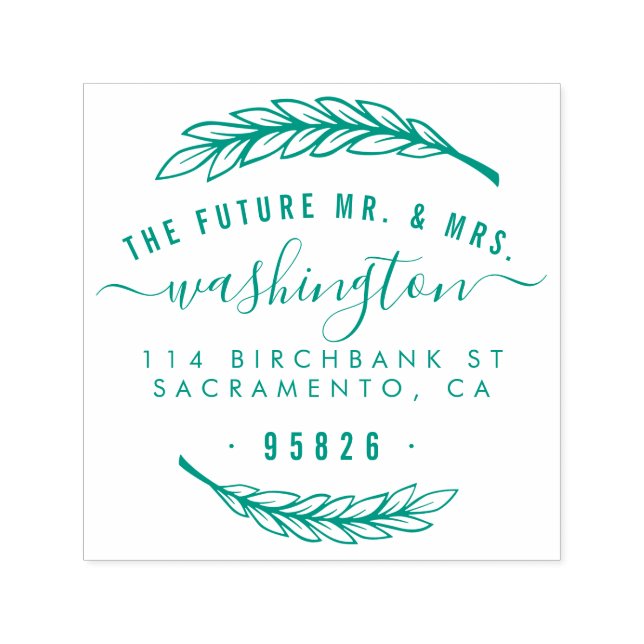 Returadressen Future Mr & Mrs. Elegant Script Självfärgande Stämpel (Design)