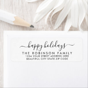 Returadressen glad helg Black White Script Returadress Etikett