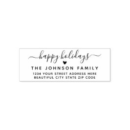 Returadressen glad helg Script Heart Självfärgande Stämpel