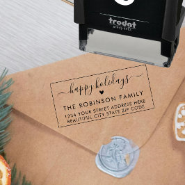 Returadressen glad helg Script Heart Självfärgande Stämpel