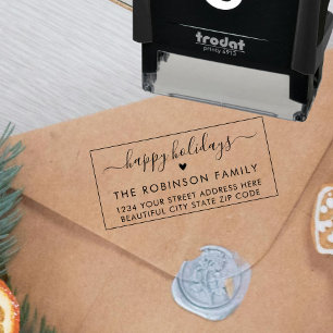 Returadressen glad helg Script Heart Självfärgande Stämpel