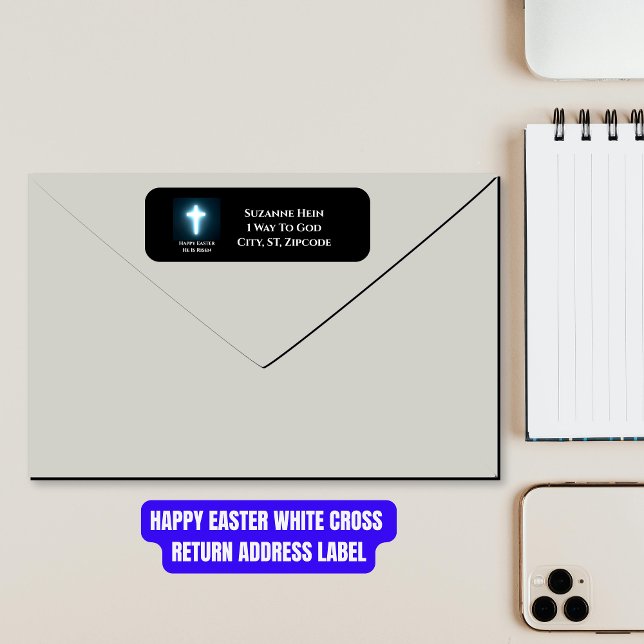 Returadressen Glad påsk White Kor Returadress Etikett (Happy Easter White Cross Return Address Label)