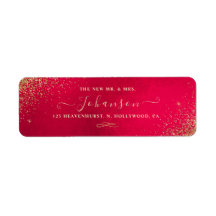 Returadressen Glitter vid jul Red+Faux Guld