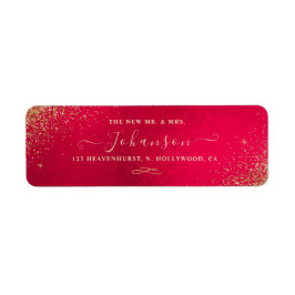 Returadressen Glitter vid jul Red+Faux Guld Returadress Etikett