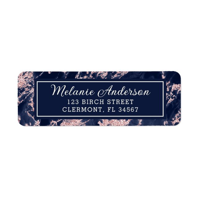 Returadressen Glitter vid marble Rosa Returadress Etikett (Framsidan)