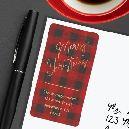 Returadressen god jul Buffalo Check Adressetikett