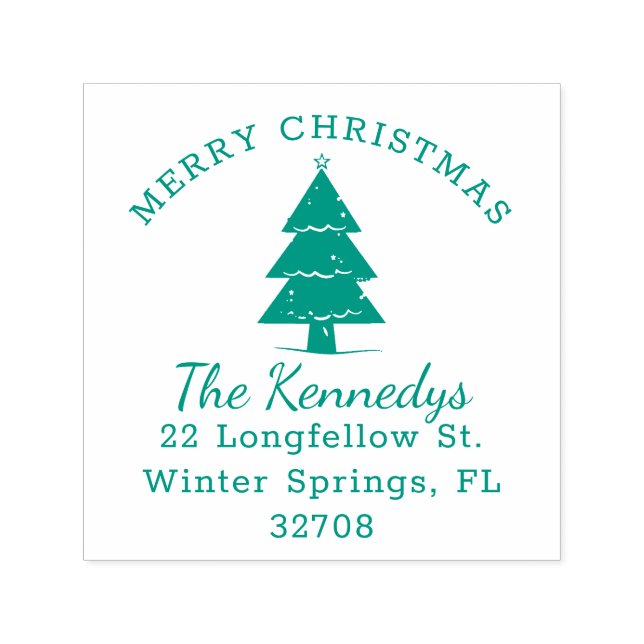 Returadressen god jul Gräs Träd Namn Självfärgande Stämpel (Design)