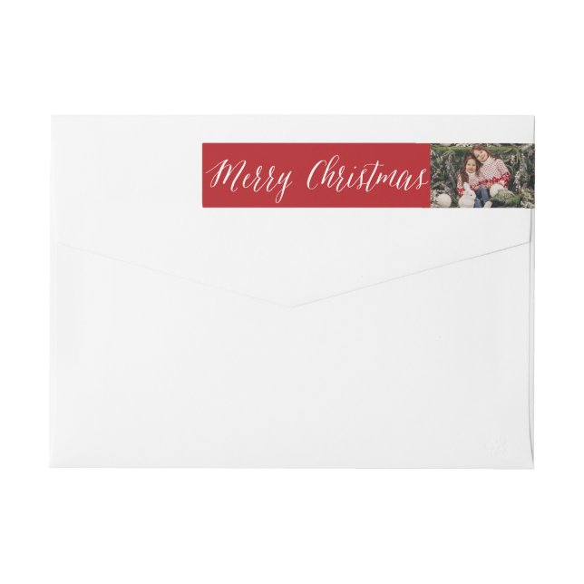 Returadressen god jul Simple White Script Etikettband (Baksidan)