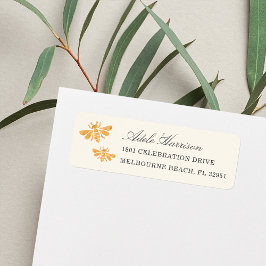 Returadressen Golden Bee Watercolor Returadress Etikett