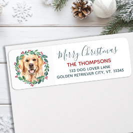 Returadressen Golden Retriever Hund jul Returadress Etikett