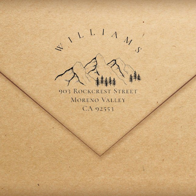 Returadressen Gräs-träd i landskapet Stämpel (Mountain Pine Forest Elegant Return Address)