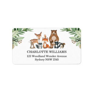 Returadressen Greenery Woodland Forest Animals Adressetikett