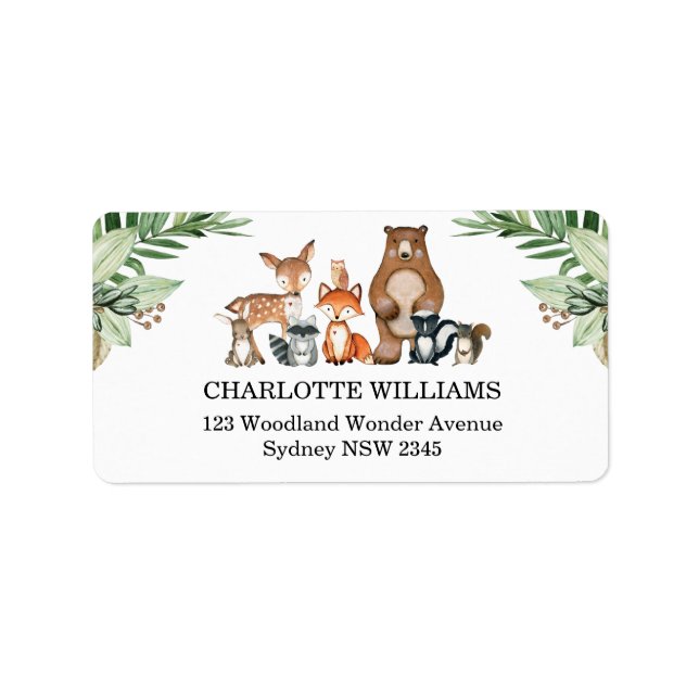 Returadressen Greenery Woodland Forest Animals Adressetikett (Framsidan)