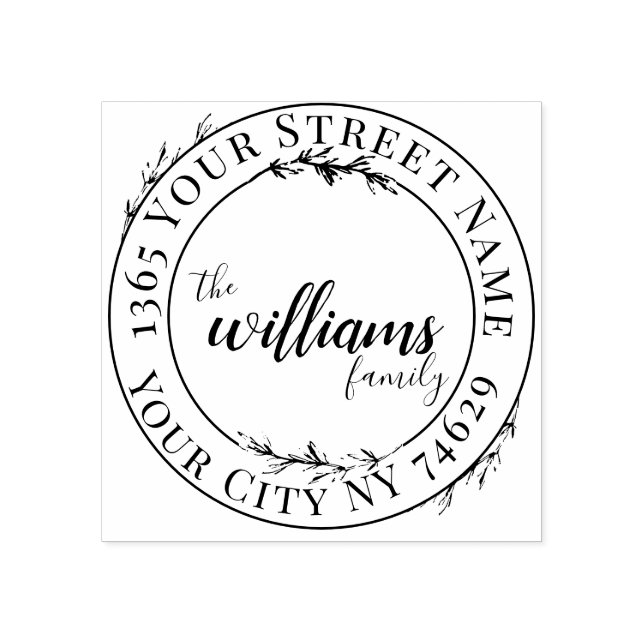 Returadressen Grey Botanical WandeScript Stämpel (Tryck)