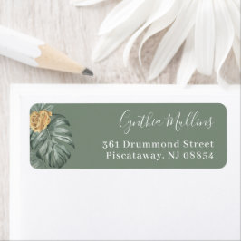 Returadressen Grey Tropical Monstera Foliage Returadress Etikett