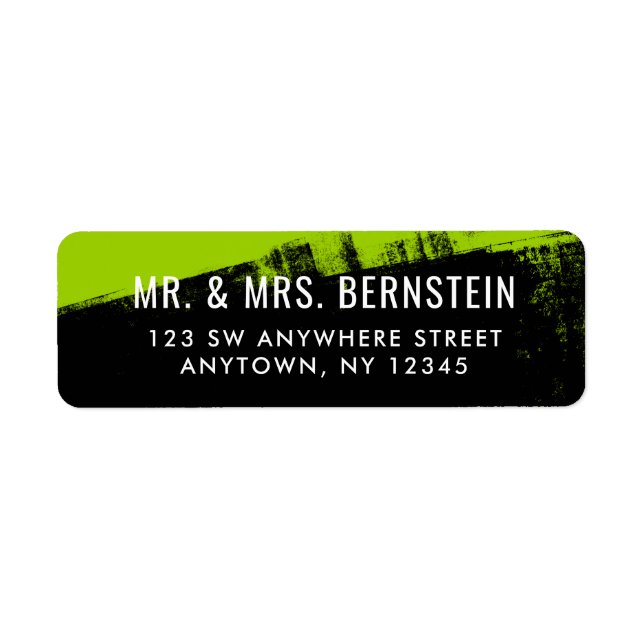 Returadressen Grunge Lime Green Black Returadress Etikett (Framsidan)