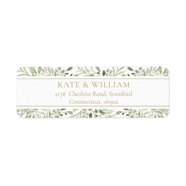Returadressen Guld Botanical Greenery Returadress Etikett (Framsidan)
