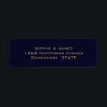 Returadressen Guld Bröllop, enkel marin blå, mjuk, Returadress Etikett<br><div class="desc">En elegant enkel gul returadressetikett för marinen med mjuk guld-text.</div>