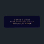 Returadressen Guld Bröllop, enkel marin blå, mjuk, Returadress Etikett<br><div class="desc">En elegant enkel gul returadressetikett för marinen med mjuk guld-text.</div>