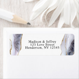 Returadressen guld Glitter och marinblått agate Returadress Etikett