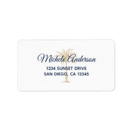 Returadressen Guld Handflatan Träd Bröllop OSA Adressetikett