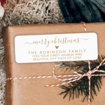 Returadressen Guld White Script Heart Jul