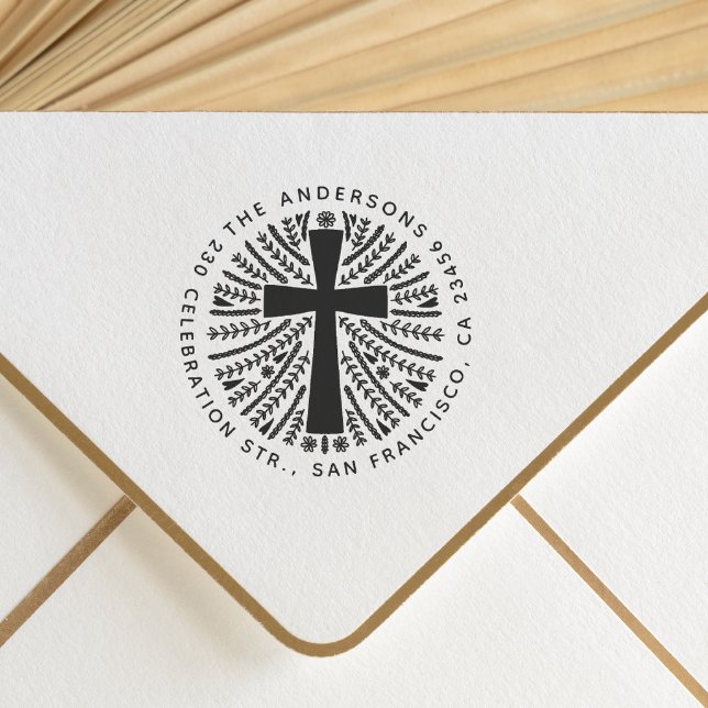 Returadressen Hand plockade Botanical Kor Stämpel (Rubber Stamp Mock-up)