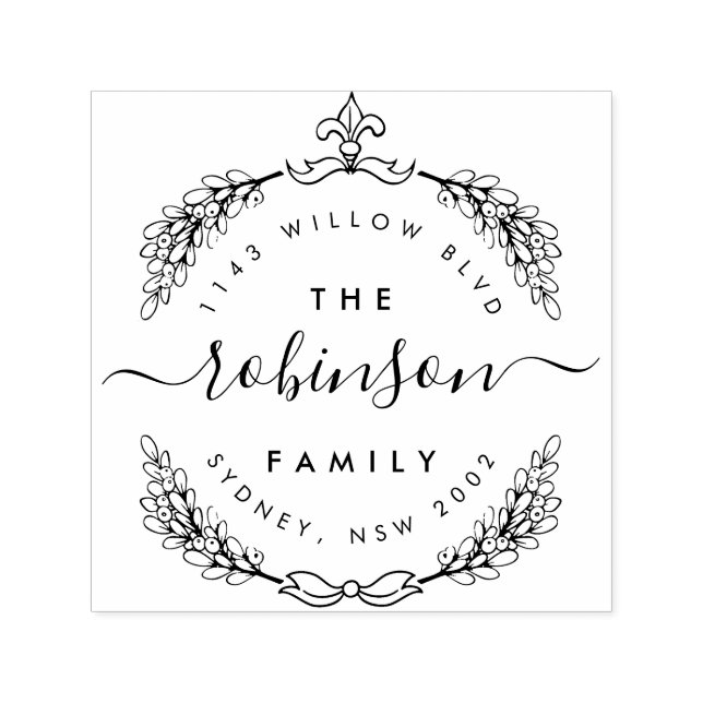 Returadressen Hand plockade Grenar Namn Självfärgande Stämpel (Design)