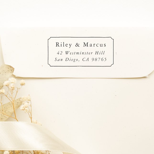 RETURADRESSEN HAND PLOCKADE RAM & PAR NAMN SJÄLVFÄRGANDE STÄMPEL (Rubber Stamp Mock-up)