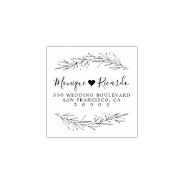 Returadressen Heart & Script Bröllop par Stämpel