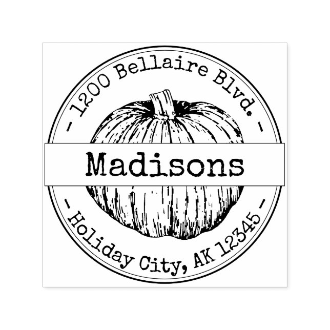 Returadressen helgdag Pumpkin Typewriter-teckensni Självfärgande Stämpel (Design)