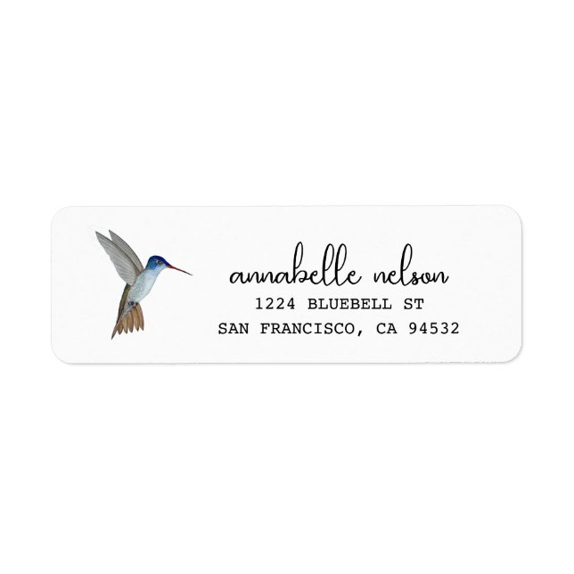 Returadressen Hummingbird med violett krona Returadress Etikett (Framsidan)