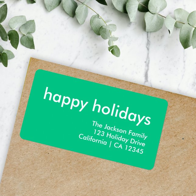 Returadressen Jade Grönt Minimalist Vibrant Julaft Adressetikett (Add minimalist style with this modern scandi holiday return label)