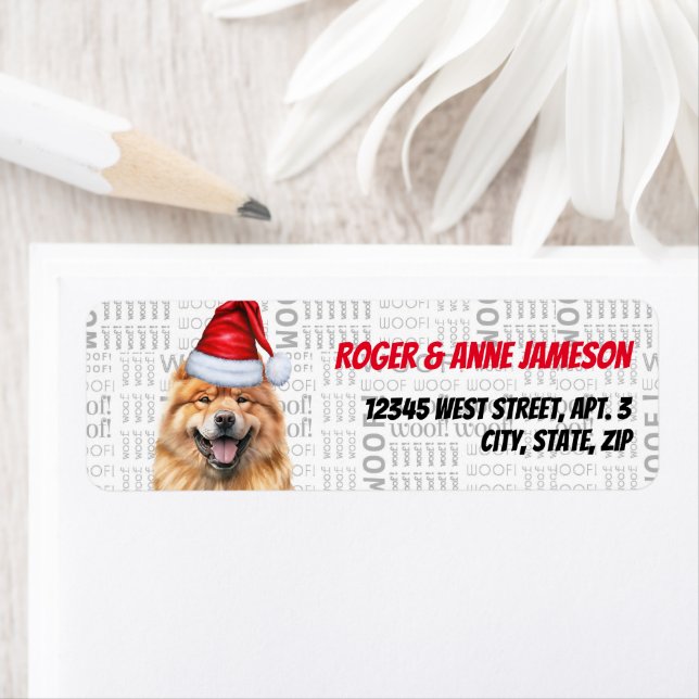 Returadressen Jul Chow Chow Santa Hund Returadress Etikett (Insitu)