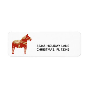 Returadressen jul Dala Horse Returadress Etikett