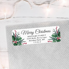 Returadressen Jul Holly & Berries Returadress Etikett