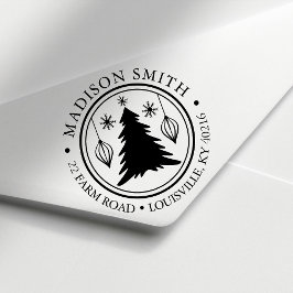 Returadressen julgran Snöflingor Circle Självfärgande Stämpel