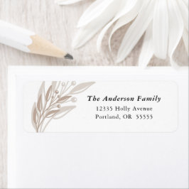 Returadressen julvinter Greenery Tan Returadress Etikett