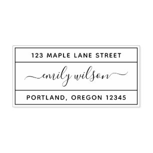 Returadressen Kalligrafi med kanter, Namn Självfärgande Stämpel