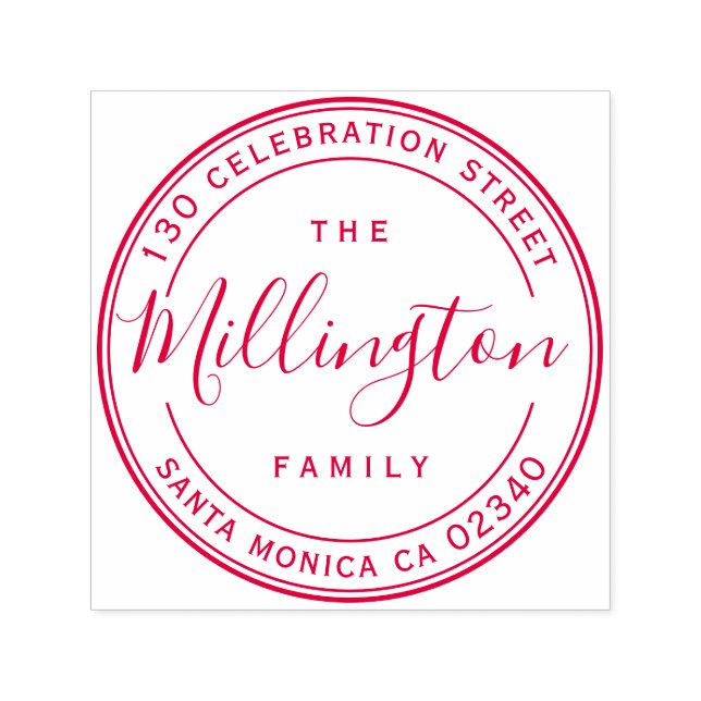 Returadressen Klassisk Namn-skript i  Rund Självfärgande Stämpel (Design)