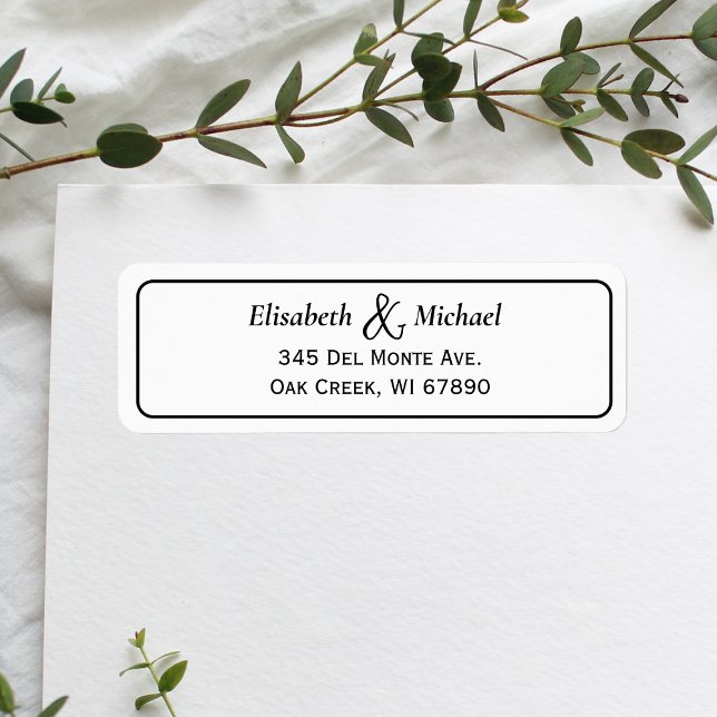 Returadressen Klassisk svart och vit Bröllop Returadress Etikett (Personalize the label to match your unique wedding style leaving a lasting impression on your guests)