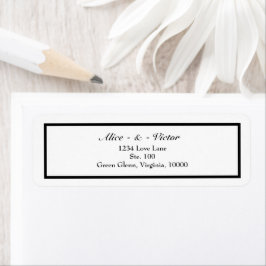 Returadressen Klassisk svart, vit Bröllop Returadress Etikett