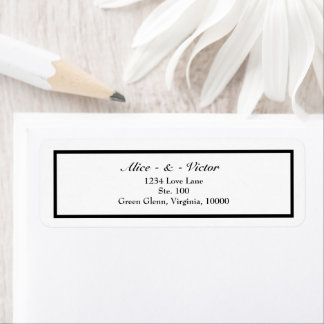 Returadressen Klassisk svart, vit Bröllop Returadress Etikett