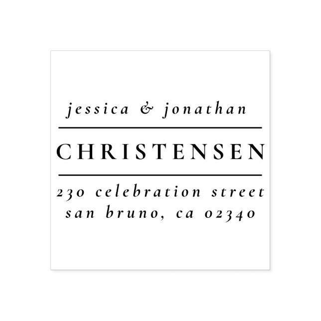 Returadressen Klassiskt Typografiskt Bröllop Namn Stämpel (Tryck)