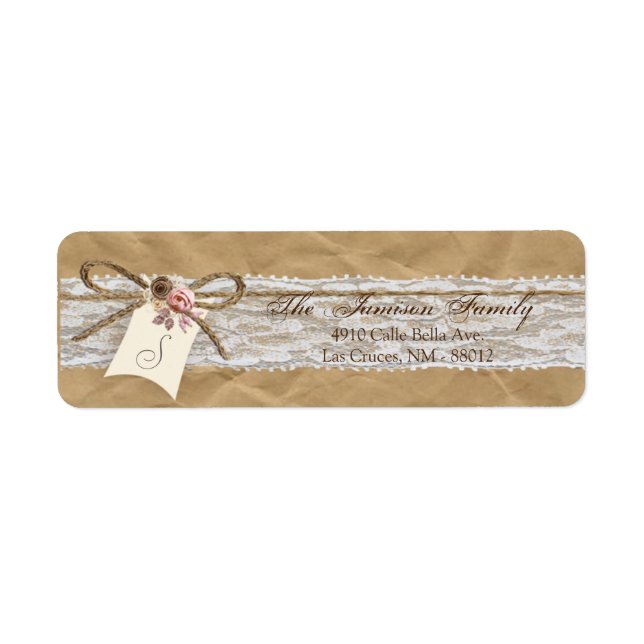 returadressen Kraft Papper Snöre Twine Returadress Etikett (Framsidan)