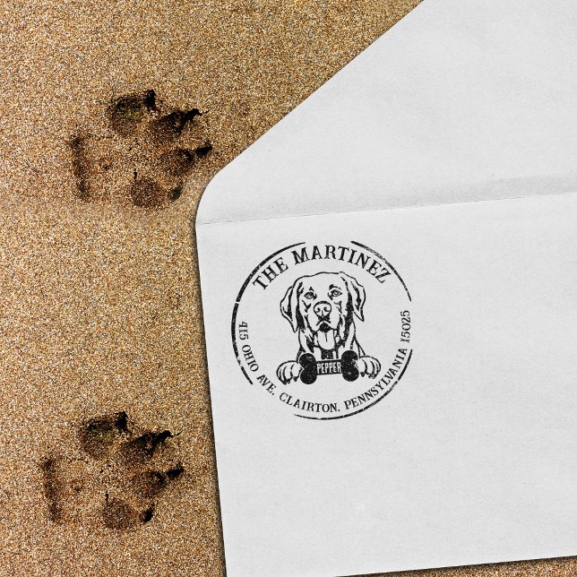 Returadressen Labrador Hund Family Stämpel (Skapare uppladdad)
