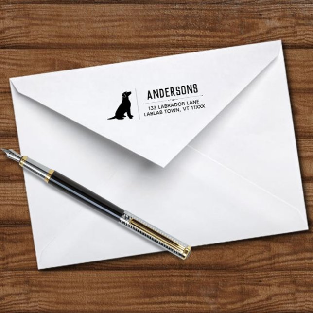 Returadressen Labrador Sitta kontur Självfärgande Stämpel (Classic Labrador Silhouette Return Address Self Inking Stamp.)